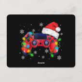 Video Game Controller Kerst Santa Hoed Gamer Bo Kaart (Achterkant)