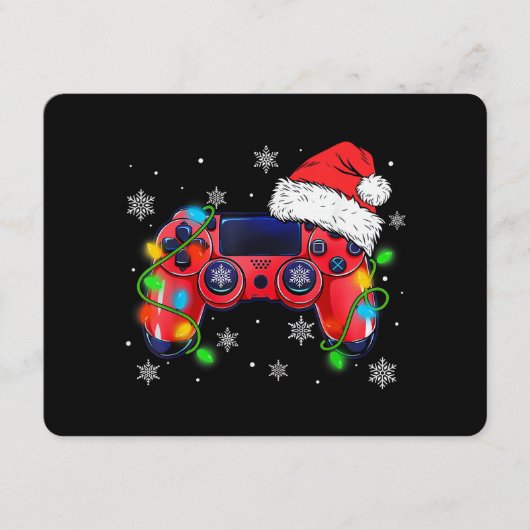 Video Game Controller Kerst Santa Hoed Gamer Bo Kaart (Voorkant)