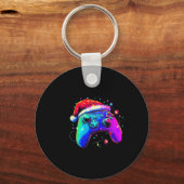 Video Game Controller Kerst Santa Hoed Gamer Bo Sleutelhanger (Voorkant)
