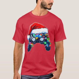 Video Game Controller Kerst Santa Hoed Gamer Bo T-shirt