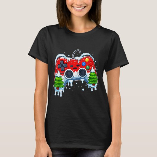 Video Game Controller Kerst Santa Hoed Gamer Bo T-shirt (Voorkant)