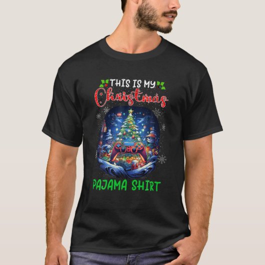 Video Game Controller Kerstboom Lichten Gamer T-shirt (Voorkant)