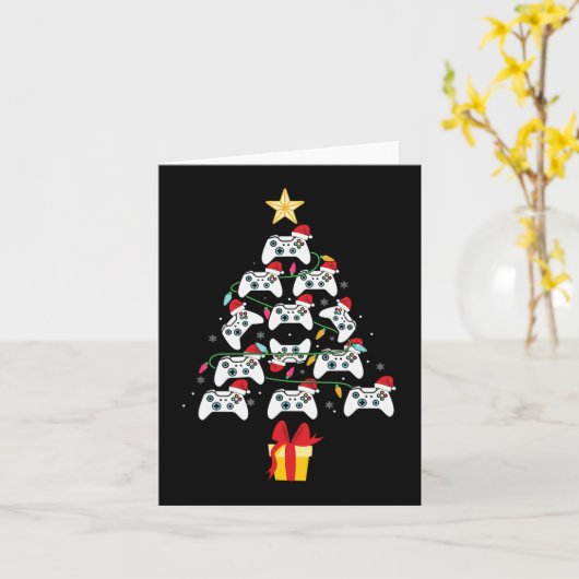 Video Game Controller kerstboom Mannen van Kerstmi Kaart (Gele Bloem)
