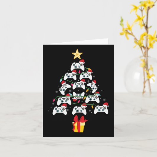 Video Game Controller kerstboom Mannen van Kerstmi Kaart (Gele Bloem)