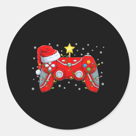 Video Game Controller Kerstkerstkerstkerstkerstker Ronde Sticker (Voorkant)