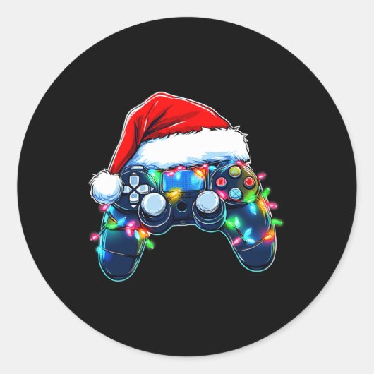 Video Game Controller Kerstkerstkerstkerstkerstker Ronde Sticker (Voorkant)