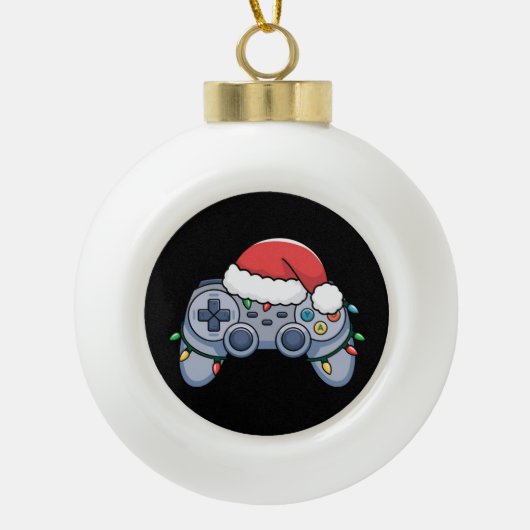 Video Game Controller kerstkerstkerstkerstkerstman Keramische Bal Ornament (Voorkant)
