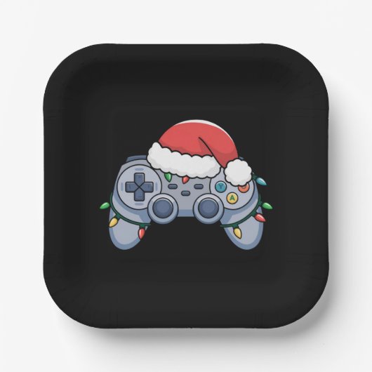 Video Game Controller kerstkerstkerstkerstkerstman Papieren Bordje (Voorkant)
