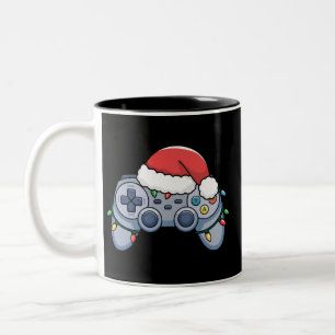 Video Game Controller kerstkerstkerstkerstkerstman Tweekleurige Koffiemok