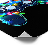 Video Game Controller Kerstman Kerstmuts Gamer Bo Poster (Hoek)