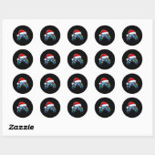 Video Game Controller Kerstman Kerstmuts Gamer Bo Ronde Sticker (Vel)