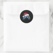 Video Game Controller Kerstman Kerstmuts Gamer Bo Ronde Sticker (Tas)