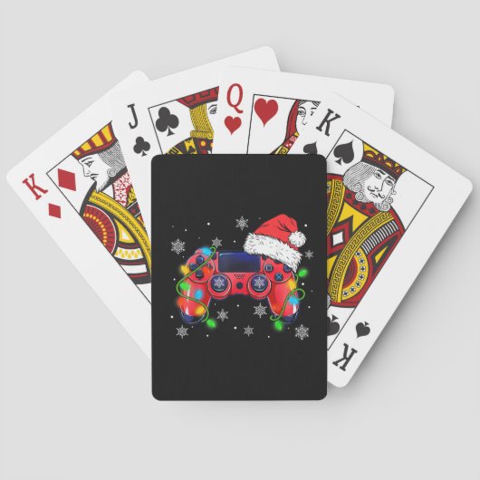 Video Game Controller Kerstmis Kerstman Hoed Gamer Pokerkaarten (Achterkant)