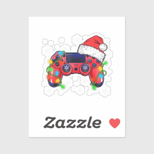 Video Game Controller Kerstmis Kerstman Hoed Gamer Sticker (Vel)