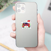 Video Game Controller Kerstmis Kerstman Hoed Gamer Sticker (Telefoon)