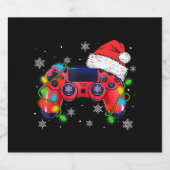 Video Game Controller Kerstmis Sinterklaas Hoed Ga Bier Etiket (Enkel label)