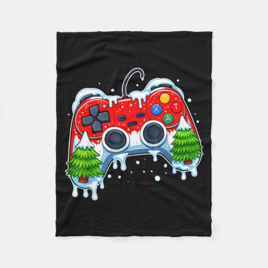 Video Game Controller Kerstmis Sinterklaas Hoed Ga Fleece Deken (Voorkant)