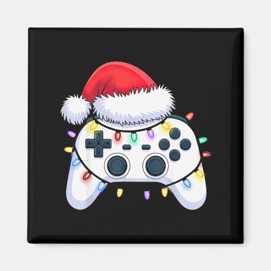 Video Game Controller Kerstmis Sinterklaas Hoed Ga Magneet (Voorkant)