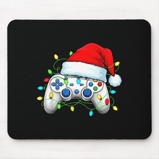 Video Game Controller Kerstmis Sinterklaas Hoed Ga Muismat (Voorkant)