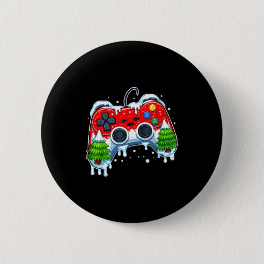 Video Game Controller Kerstmis Sinterklaas Hoed Ga Ronde Button 5,7 Cm (Voorkant)