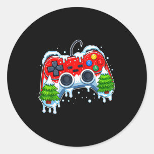 Video Game Controller Kerstmis Sinterklaas Hoed Ga Ronde Sticker