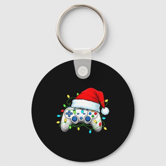 Video Game Controller Kerstmis Sinterklaas Hoed Ga Sleutelhanger (Voorkant)