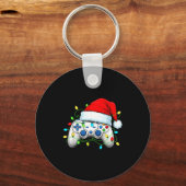 Video Game Controller Kerstmis Sinterklaas Hoed Ga Sleutelhanger (Voorkant)