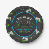 Video Game Controller Kids Verjaardag Papieren Bordje (Voorkant)