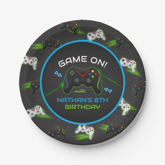 Video Game Controller Kids Verjaardag Papieren Bordje (Voorkant)