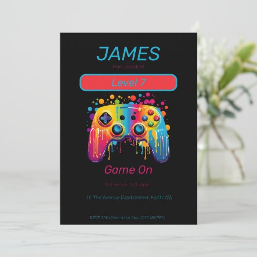 Video Game Controller Level 7 verjaardag Kaart (Staand voorkant)