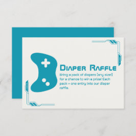 Video Game Controller Luier Raffle Baby shower Informatiekaartje