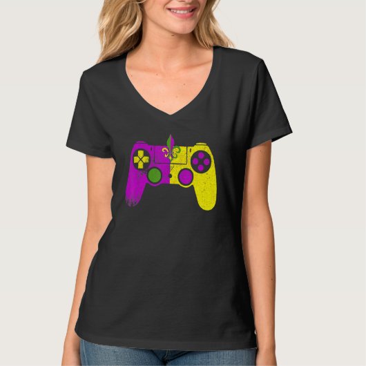 Video Game Controller Mardi Gras Carnival Mask Fle T-shirt (Voorkant)