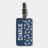Video Game Controller Monogram Naam Blauw Bagagelabel (Voorkant verticaal)