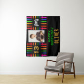 Video Game Controller Neon Foto Verjaardagsfeestje Wandkleed (In situ)