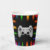 Video game Controller Neon Gaming Birthday Party Papieren Bekers (Achterkant)