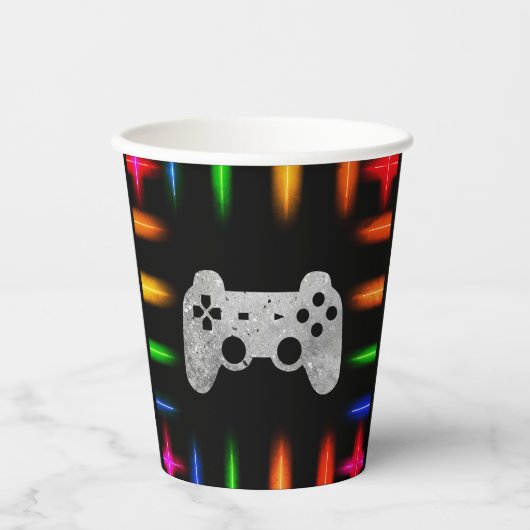 Video game Controller Neon Gaming Birthday Party Papieren Bekers (Voorkant)