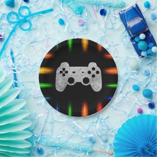 Video game Controller Neon Gaming Birthday Party Papieren Bordje (Feest)