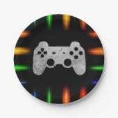 Video game Controller Neon Gaming Birthday Party Papieren Bordje (Voorkant)