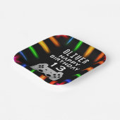 Video game Controller Neon Gaming Birthday Party Papieren Bordje (Gebogen)