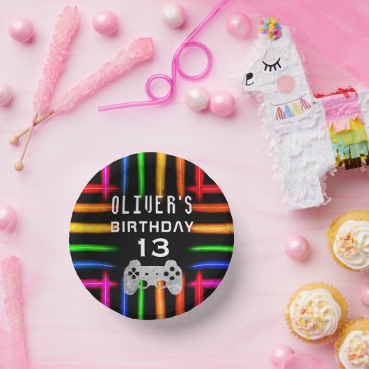 Video game Controller Neon Gaming Birthday Party Papieren Kommen (Feest)