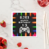 Video game Controller Neon Gaming Birthday Party Servet (Insitu)
