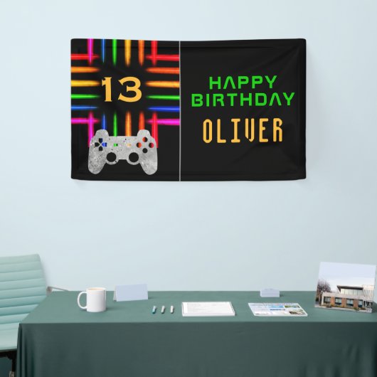 Video game Controller Neon Gaming Birthday Party Spandoek (Beurs)