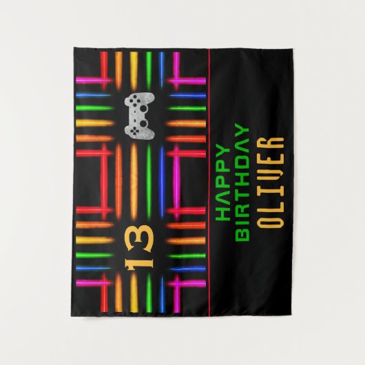 Video game Controller Neon Gaming Birthday Party Wandkleed (Voorkant)