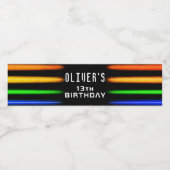 Video game Controller Neon Gaming Birthday Party Waterfles Etiket (Enkel label)