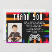 Video Game Controller Neon Gaming Foto Verjaardag Bedankkaart (Voorkant)