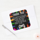 Video Game Controller Neon Verjaardag Dank u Vierkante Sticker (Envelop)