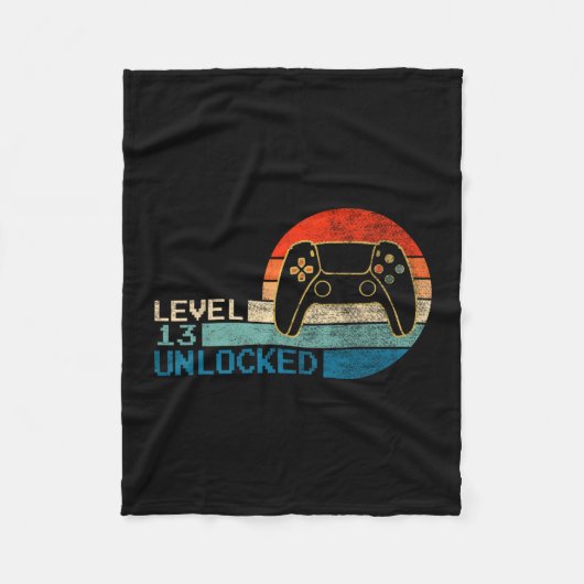 Video Game Controller Niveau 13 Ontgrendeld Verjaa Fleece Deken (Voorkant)