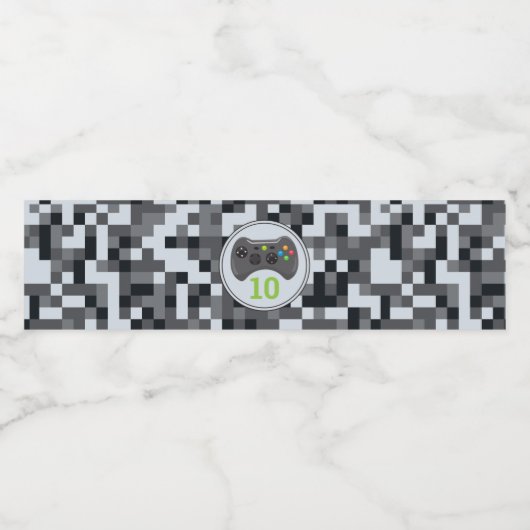 Video Game controller niveau omhoog verjaardag Par Waterfles Etiket (Enkel label)