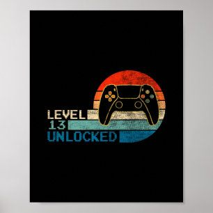 Video Game Controller Ontgrendeld Level 13 Verjaar Poster