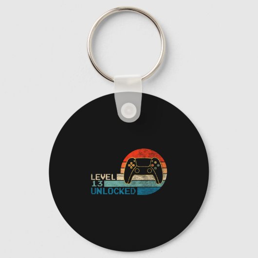 Video Game Controller Ontgrendeld Level 13 Verjaar Sleutelhanger (Voorkant)